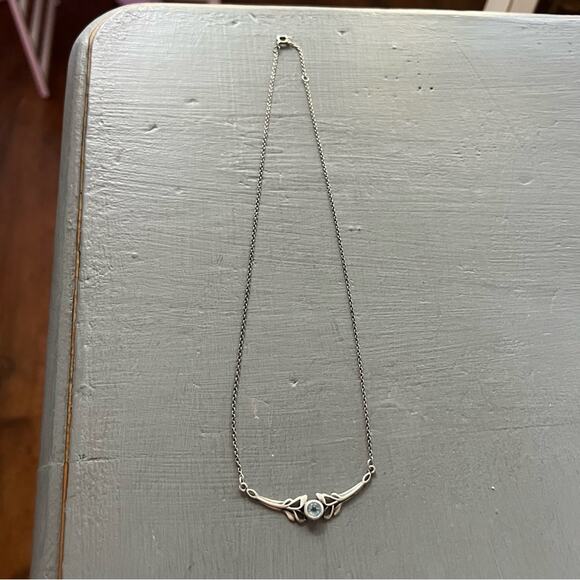 Sterling Silver with Blue Gem Necklace - Picture 3 of 10